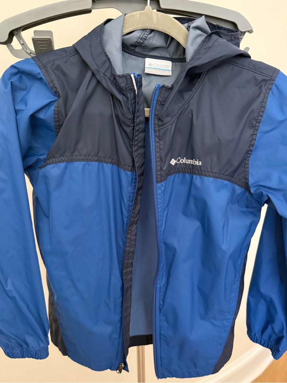 Columbia Kids Two-Tone Blue Hooded Rain Jacket